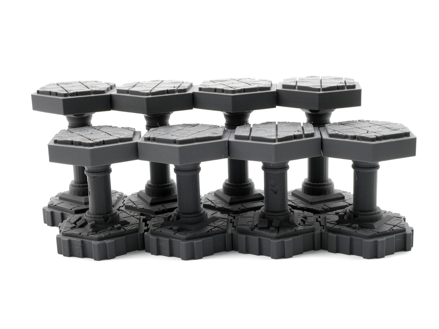 Stone Pillars Hero Scape Single Hex Obstacle | Tabletop Terrain Structure Piece | Miniature Board Game | DnD Role Play Game Upgrade Tile Kit