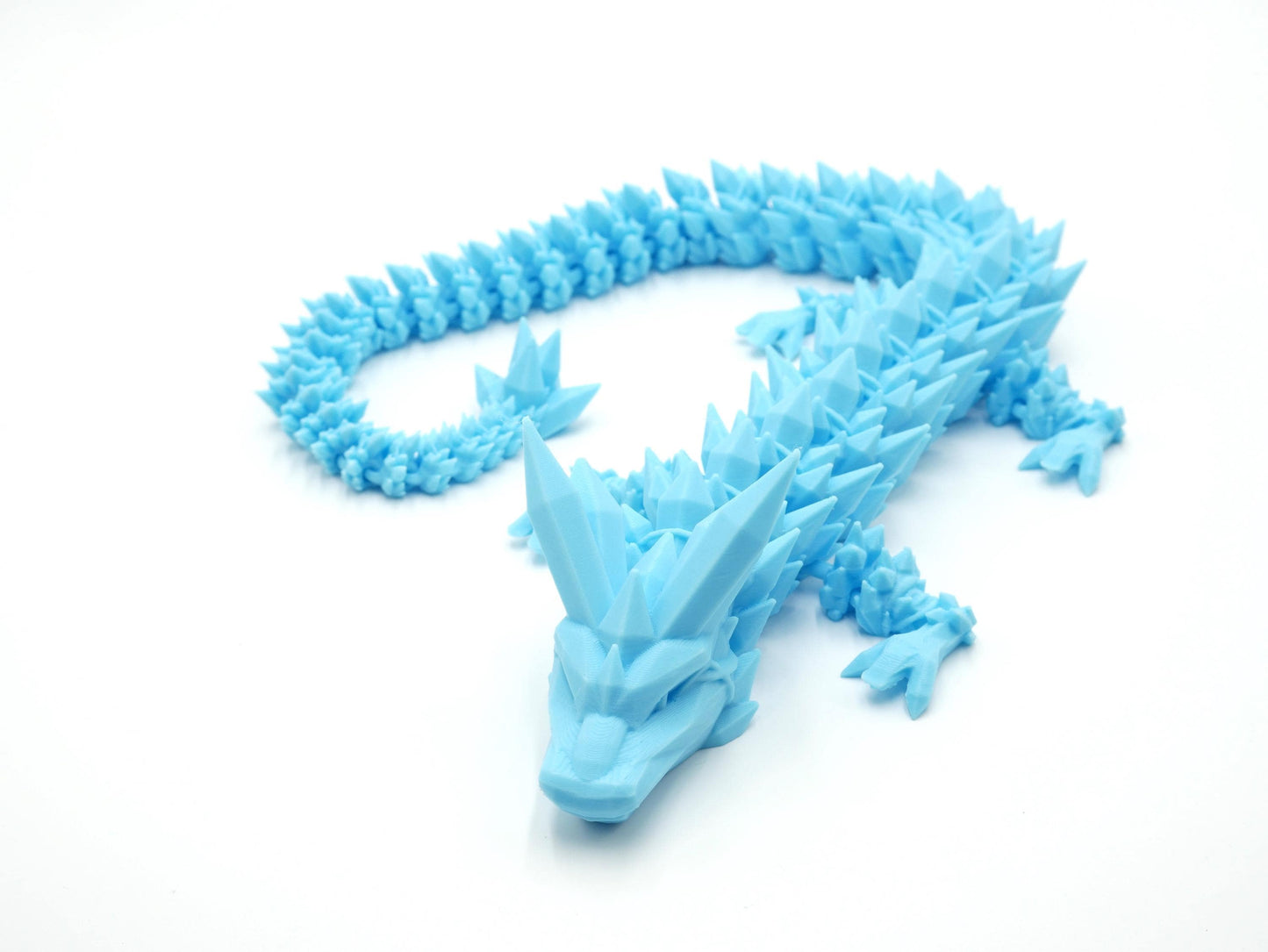 Articulated Light Blue Ice Dragon Multi Color Flexy | Fidget Flexi Animal Gift Desktop Toy | Flexible Jointed Creature by JCSFY