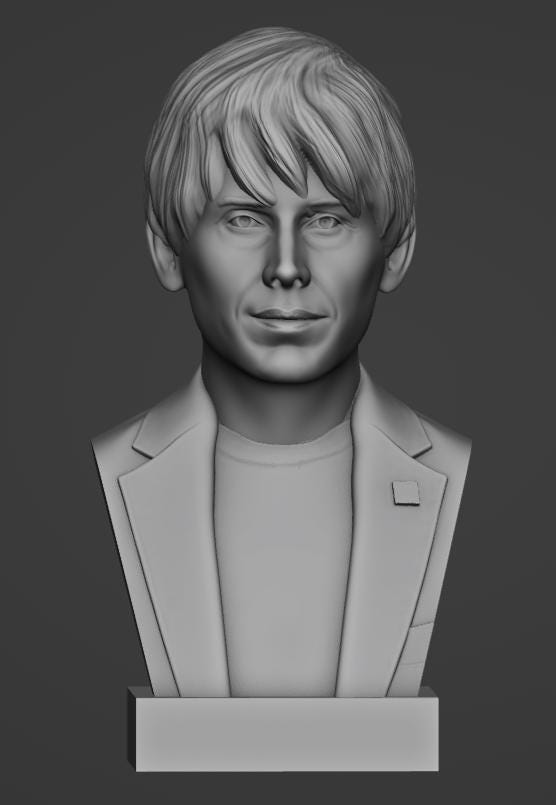 Brian Cox Bust - 3D Printed Physicist Statue | Cosmic Decor for Home Office