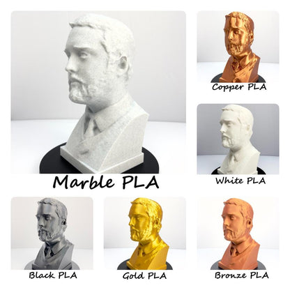 Life Size Custom 3D Printed Marble Color or Painted PLA Bust | Personalized Sculpture | Send us 3+ Photos & We'll Sculpt and Print a 3D Bust