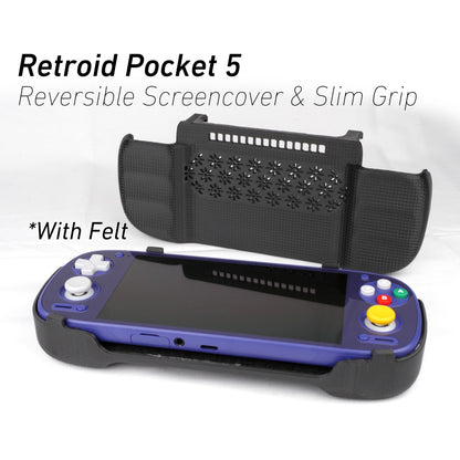 Felt Retroid Pocket 5 Grip 2-in-1 Reversible Screen Cover & Slim Comfort Grip Case with Felt Wrap Ergonomic RP 5 Handheld 2n1 Deluxe