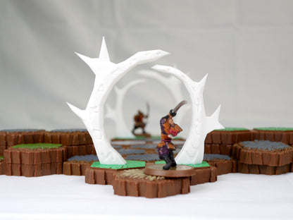 Hero Scape Obstacle Interactive Viking Portal | Tabletop Terrain Hex Pieces | Paintable Miniature Board | DnD Role Play Game Upgrade Tile