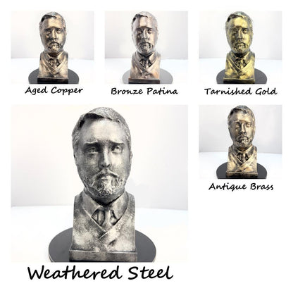 Nikola Tesla Life Size Sculpture Bust 3D Printed Decor Electrician Engineer Sculpt Inventor Business Electricity Founding Bookshelf