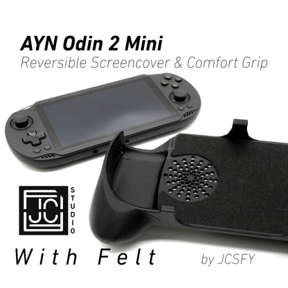 Felt AYN Odin 2 Mini Grip 2-in-1 Reversible Screen Cover & Thick Comfort Grip Case with Felt Wrap Ergonomic AYN Handheld 2n1 Deluxe