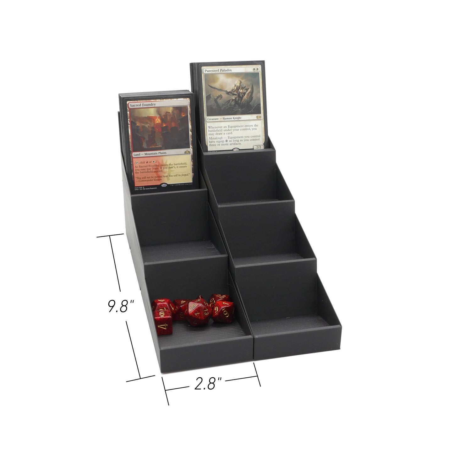 Modular TCG Display Stand – Fits 40/60/100 Card Decks – Expandable Tiered Organizer for Trading Cards & Game Tokens – Black by JCSFY